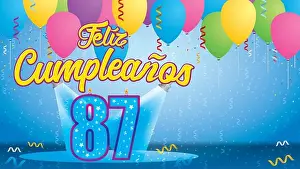 Green Color Prints: Feliz Cumpleanos 87 - Greeting card