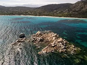 Geological Formation Prints: Felseninsel Corsica France aerial photography drone