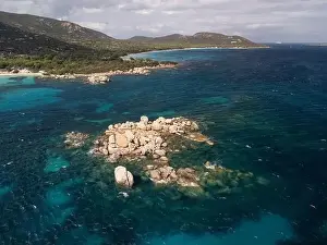 Rocky Coast Prints: Felseninsel Corsica France aerial photography drone