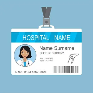 Authentication Prints: Female asian Doctor id card template