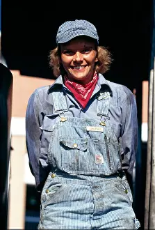 Mass Transit Prints: Female engineer poses on a locomotive at Steamtown National Historic Site