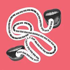 Gossip Prints: Female mouths talking, gossip. Modern design