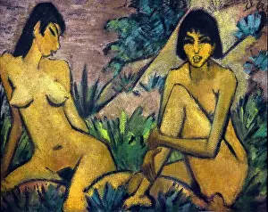 Two female Nudes in a Landscape 1922 Otto Muller 1874-1930 German, Germany