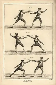 Denis Diderot Prints: Fencers in outside guard/thrust positions