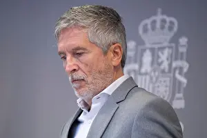 Fernando Grande-Marlaska during a press conference at the headquarters of the Ministry of Health