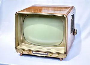 Glas Prints: Fernseher, TV, Schwarzweiß, Bildröhre