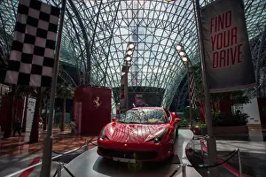 Emirates Prints: A Ferrari car on display at Ferrari World