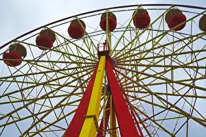 Ferris Wheel Prints: Ferris wheel with sky background. Ferris wheel on a background of cloudy autumn sky