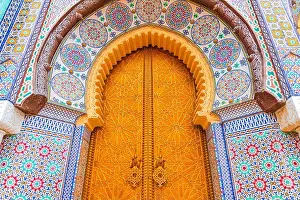 Gateway Prints: Fes, Morocco. Magnificent gate Bab el-Makhzen of the Royal Palace in the historical city of Fez