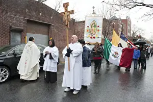 American Flag Prints: Festival of the Virgin of Guadalupe, the patron Saint of Mexico in Park Slope, 2012