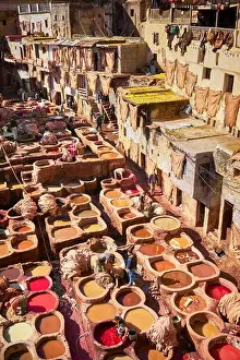 Fez Medin -. Chouwara traditional leather tannery in Old Fes. Morocco