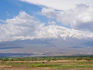 Eurasia Prints: Fields on the Armenian Turkish border with the Ararat mountain as backdrop
