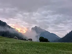 Fiery Prints: A fiery sunset next to the Picco Vallandro in the Braies valley