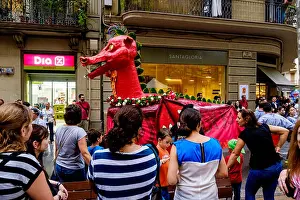 Fiesta Prints: A fiesta in the Rambla del Poblenou, Barcelona, Catalonia, Spain