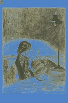 Creating Prints: A figure absorbed in reading sits near a softly glowing lamp