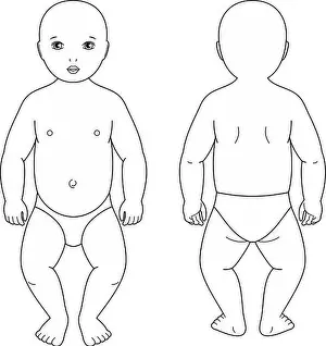 Proportion Prints: Figure of a baby. Front and back