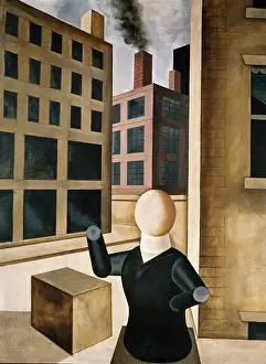 Simplicity Prints: Figure in front of City Building by George Grosz, 1920, (1893-1959)