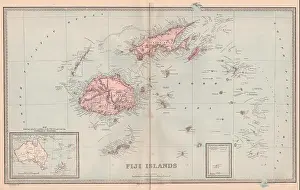 Relative Prints: FIJI ISLANDS. Viti Levu Vanua Levu. Pacific islands. Large map. GARRAN, 1888