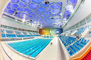 Winter Olympic Games Prints: FILE--Interior view of the National Aquatic Center or 'Water Cube' in Beijing