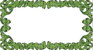 Filigree Heraldry Leaf Pattern Floral Border Frame