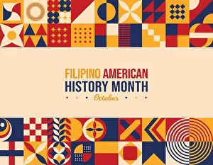 Filipino American History Month Abstract Background. October Culture Awareness Celebration Typography Poster. Horizontal website banner Social media v
