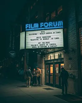 Midnight Prints: Film Forum neon sign at night, Manhattan, New York