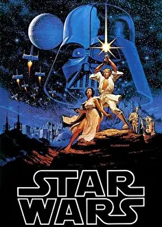 Film poster for George Lucas film Star Wars an American epic space/science fiction film series created by George Lucas