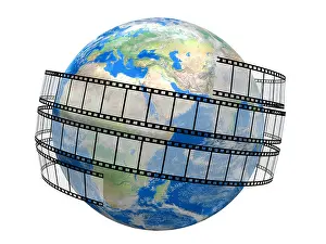 Strip Prints: Film Strip and globe