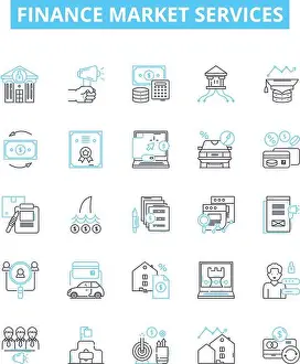 Portfolio Prints: Finance market services vector line icons set