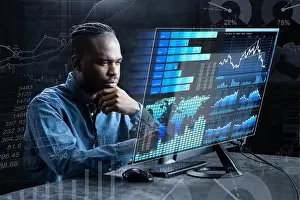 Advisor Prints: Financial KPI Data Profits Dashboard On Computer