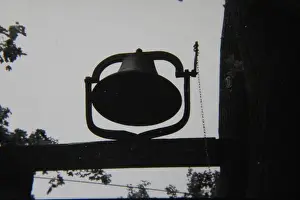 Real World Prints: Fine 1970s vintage black and white photography of a cast iron dinner bell