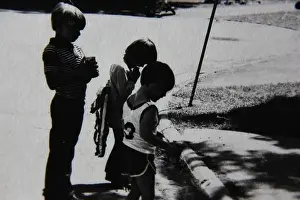 Summer Day Prints: Fine 70s vintage black and white lifestyle photography of kids hanging out with each and having togetherness