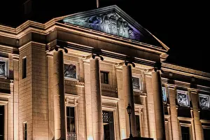 Night City Prints: Fine arts museum front faced at night in Quebec City