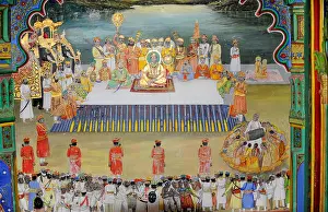 Mahal Prints: A fine example of wall painting in the Juna Mahal Palace in Dungarpur, Rajasthan, India