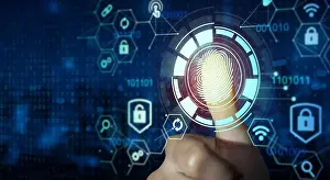 Reader Prints: Fingerprint scan provides security access with biometrics identity and approval