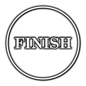 Halt Prints: Finish icon. Internet button on white background