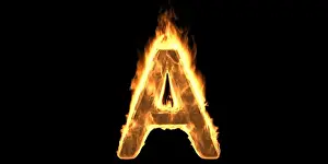 Ignite Prints: Fire alphabet letter A, flaming burn font