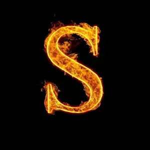 Fire alphabet letters isolated on black background