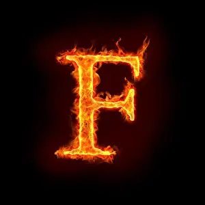 Ignite Prints: fire alphabets in flame, letter F
