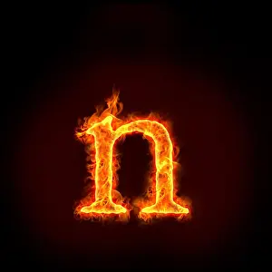 Ignite Prints: fire alphabets, small letter n