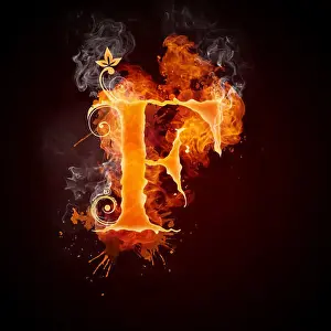 Ignite Prints: Fire Swirl Letter F