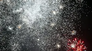 Spark Prints: Fireworks in the sky. New year celebration