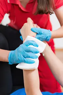 First Aid Prints: First aid training. Burn injury. First aid course