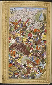 Allegory And Literature Prints: First Battle of Panipat, 1526. Miniature from Baburnama