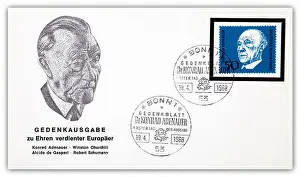 Europeans Prints: First day cover, Konrad Adenauer