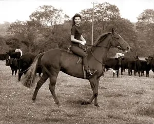 Mother Prints: Former First Lady of the United States First Lady JACQUELINE KENNEDY and daughter Caroline horseback riding