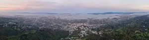 East Bay Prints: The first light of day shines on San Francisco Bay and the surrounding urban setting in Northern California