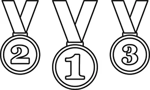 Outline Vector Vectors Prints: First second and third place medals or medallions as prize for championship winner in outline vector set