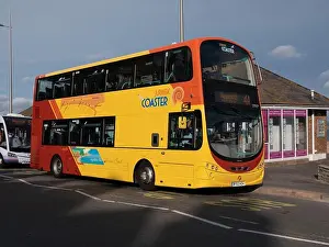 Volvo Prints: First Wessex, Volvo B7 bus in Jurassic Coaster livery on the Esplanade in Weymouth