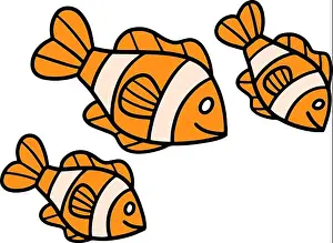 Filled Color Prints: Fish Cartoon Colored Clipart Illustration